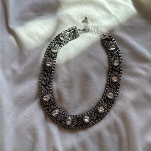 Elegant Silver Necklace with Crystal Accents